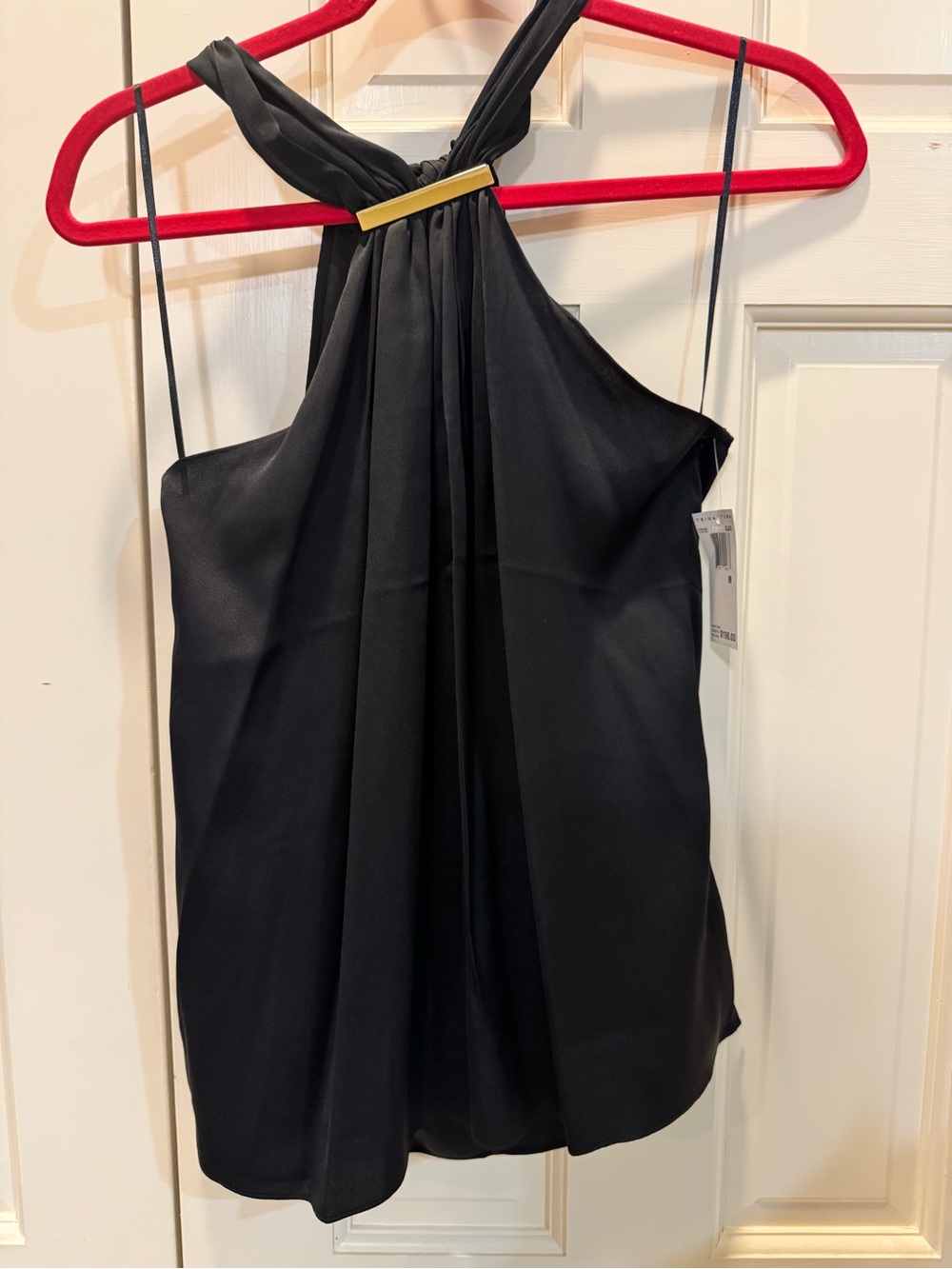 Trina Turk Black Halter Dress with Gold Accent